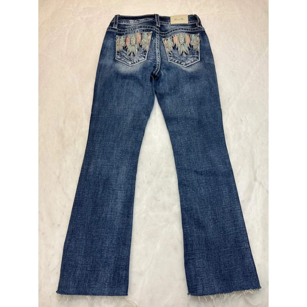 Miss Me Jeans Womens Bootcut Embellished Pocket Blue Denim‎ Size 26 - Picture 7 of 14